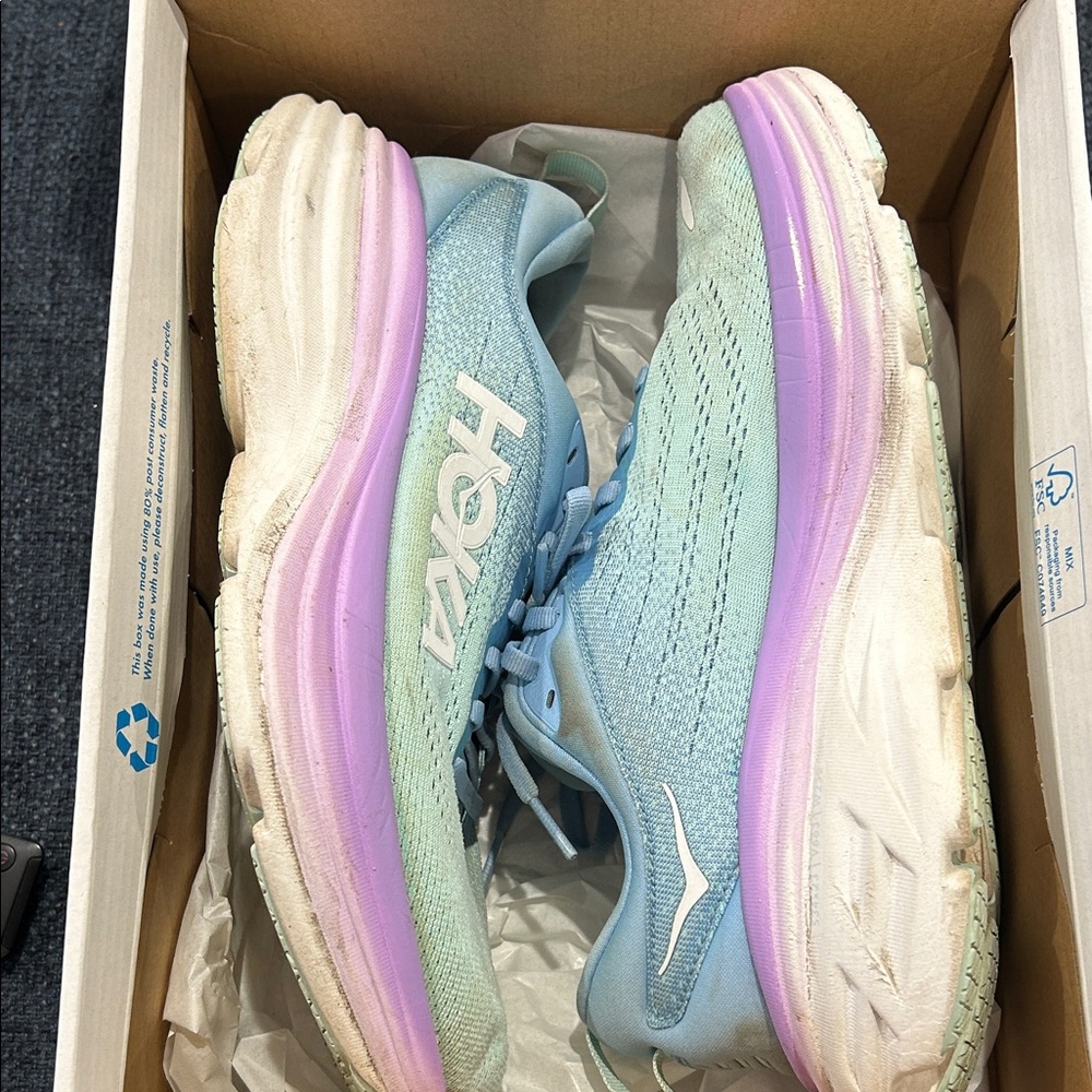 Hoka Mint and Lavender Bondi 8